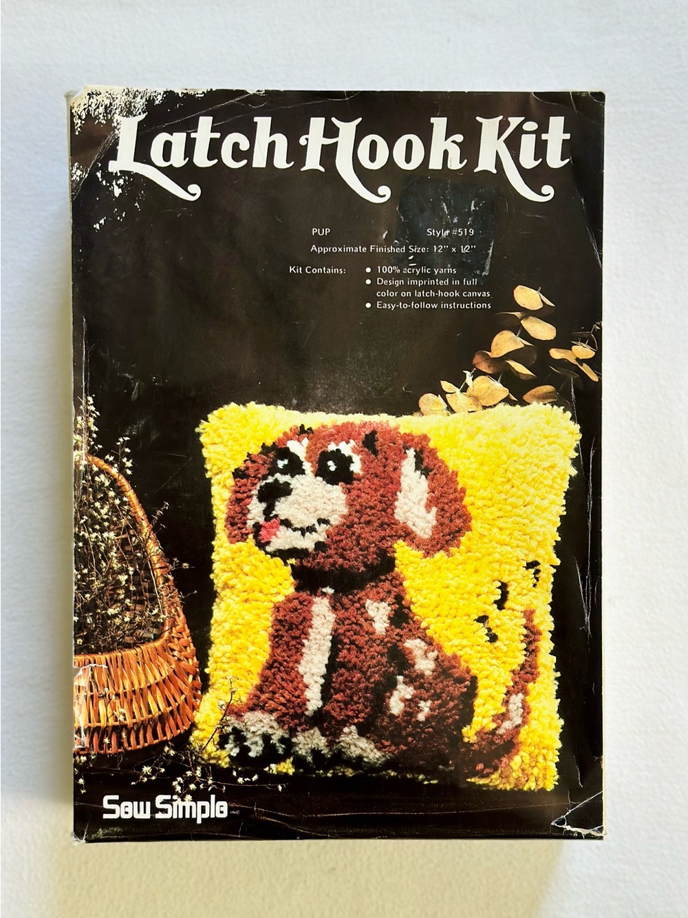 Vintage Sew Simple Latch Hook Dog Pillow Kit